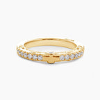 Emerald Cut Lab Diamond Double Round Prong Hidden Halo Millegrain Vintage Bridal Set — Engagement Ring with Half Eternity Band