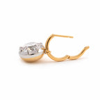 Elegant round-cut single 3-carat diamond two-tone hemispherical bezel-set pendant earrings