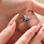 Long, old-mine cut lab-grown diamond ring, 18k vintage style ring