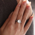 Long, old-mine cut lab-grown diamond ring, 18k vintage style ring
