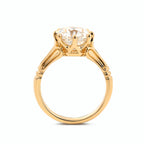14K 18K Yellow Gold 3 Carat Old Mine Cut Lab Diamond 8 Prong Crown Basket Solitaire Ring