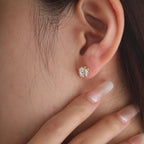 14K Yellow Gold 2 ct tw Old Mine Cut Lab Diamond 8 Claw Crown Basket Stud Earrings