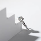 14K White Gold 2ct Emerald Cut Lab Diamond Bezel Solitaire Ring