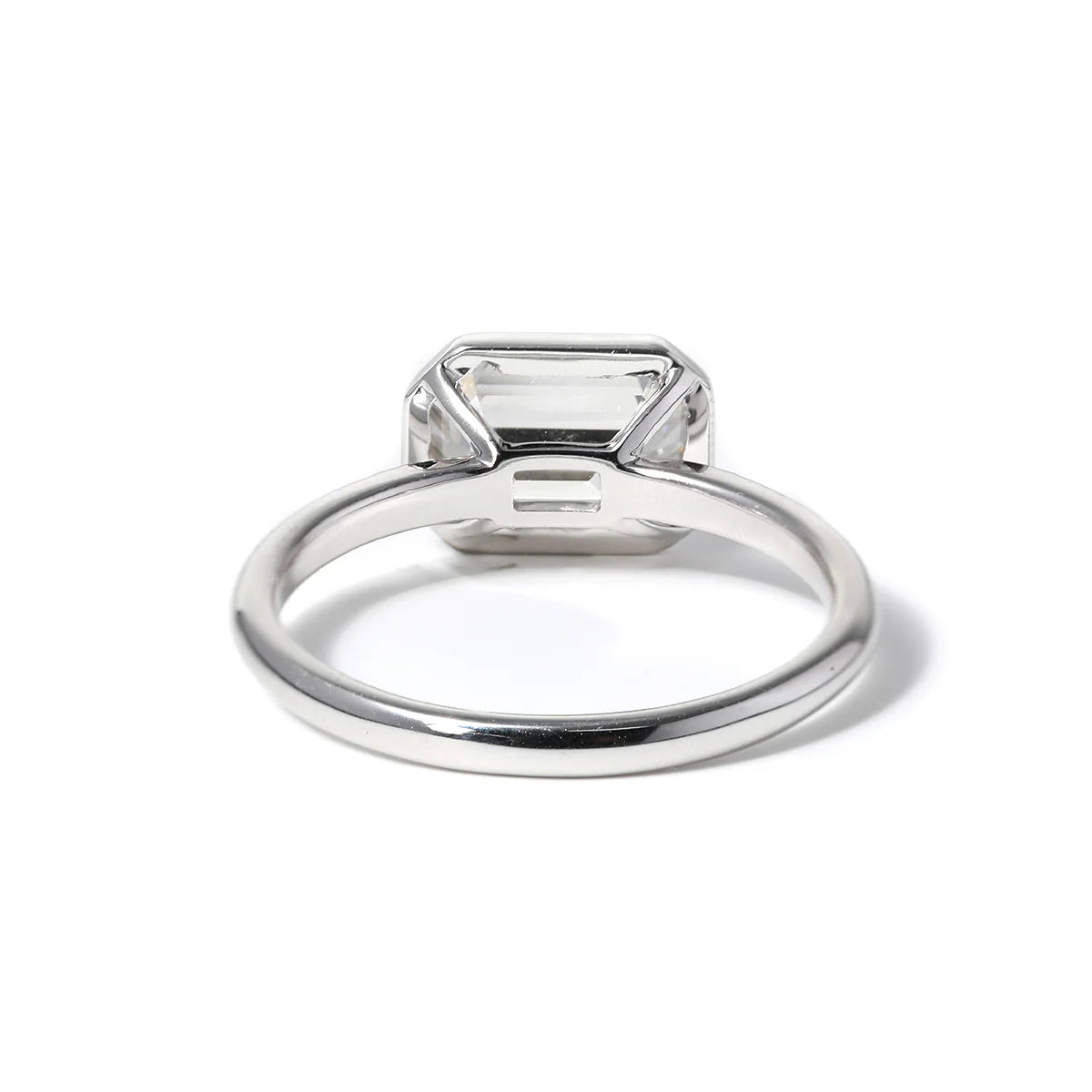 14K White Gold 2ct Emerald Cut Lab Diamond Bezel Solitaire Ring