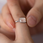 14K White Gold 2ct Emerald Cut Lab Diamond Bezel Solitaire Ring