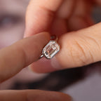 14K White Gold 2ct Emerald Cut Lab Diamond Bezel Solitaire Ring