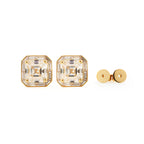 14K Yellow Gold 5 ct tw Asshcer Cut Lab Diamond Halo Stud Earrings