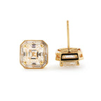 14K Yellow Gold 5 ct tw Asshcer Cut Lab Diamond Halo Stud Earrings