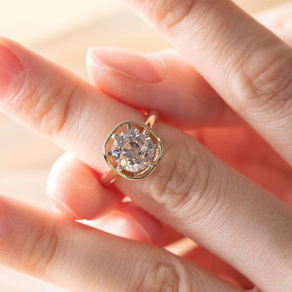 Antique Old Mine-Cut Diamond Vintage Solitaire Ring with Illusion Basket Setting