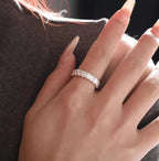 4*3MM Emerald Cut Lab Diamond U Shaped Pave Half Eternity Band
