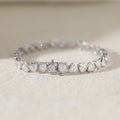 14k 18K White Gold Heart Shape Lab Diamond Bezel Tennis Bracelet