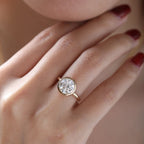 14K Yellow Gold Round Lab Diamond Bezel Crowm Basket Solitaire Ring