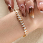 14K18K Yellow Gold Oval Cut Lab Diamond Bezel Tennis Bracelet