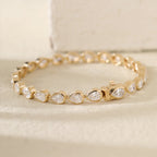 18K Yellow Gold Pear Shape Lab Diamond Bezel Tennis Bracelet