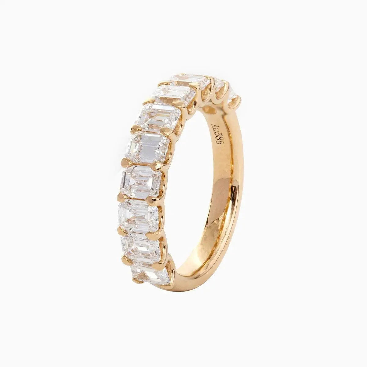 4*3MM Emerald Cut Lab Diamond U Shaped Pave Half Eternity Band