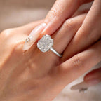 Antique diamond ring cut from old mines, 14k white gold, vintage cushion-cut diamond engagement ring, IGI certified vintage solitaire ring.