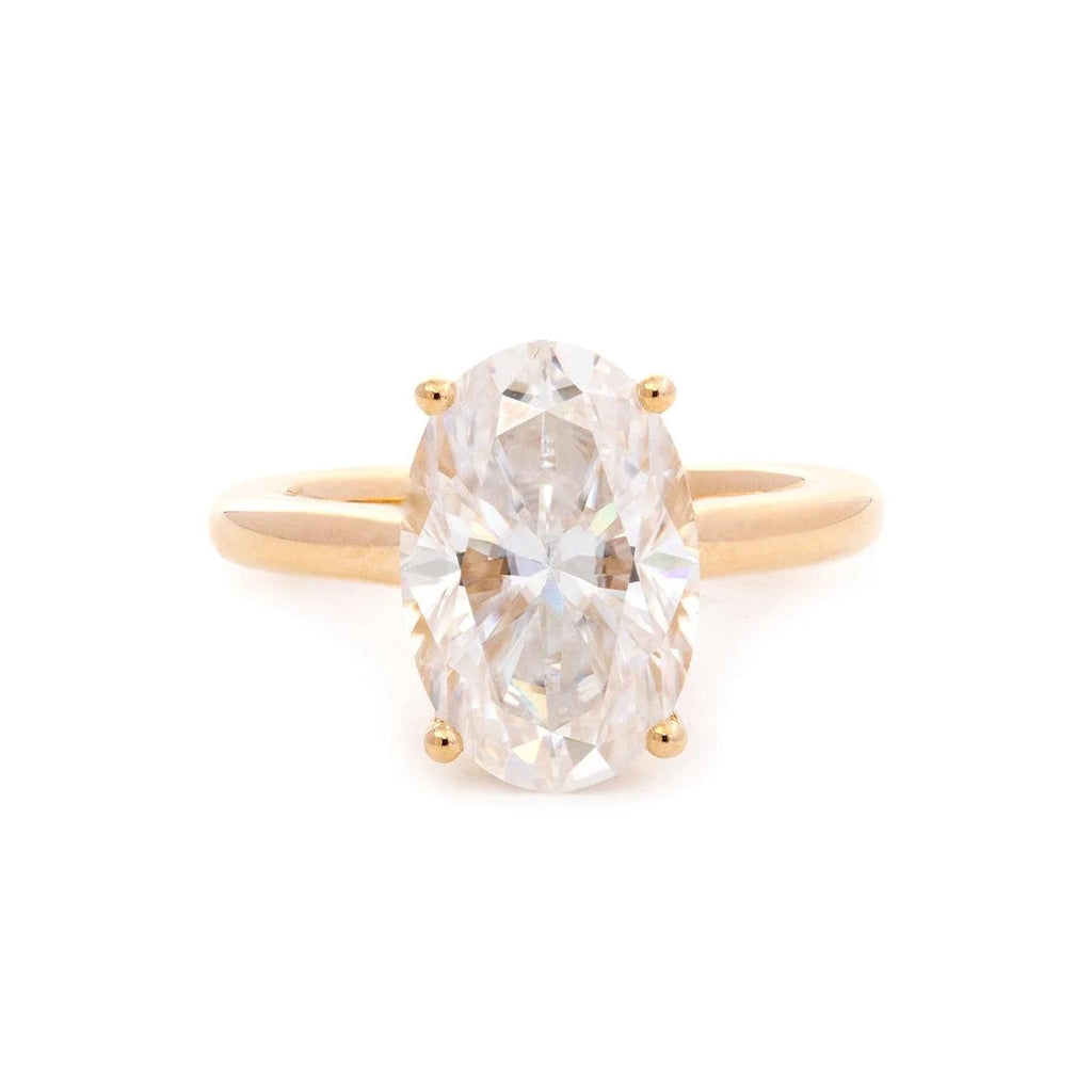 Oval Lab Diamond 4-Round Prong Hidden Halo Cathedral Bridal Set — Engagement Ring with Oval Lab Diamond Half Eternity Shared-Prong Band