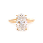 Oval Lab Diamond 4-Round Prong Hidden Halo Cathedral Bridal Set — Engagement Ring with Oval Lab Diamond Half Eternity Shared-Prong Band