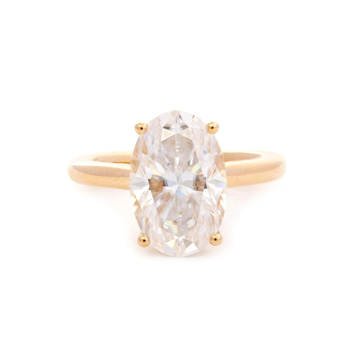 Oval Lab Diamond 4-Round Prong Hidden Halo Cathedral Bridal Set — Engagement Ring with Oval Lab Diamond Half Eternity Shared-Prong Band