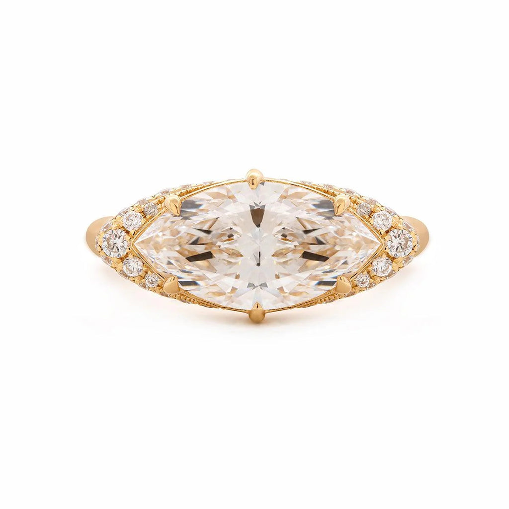 18K White Gold 2.5ct Marquise Cut Lab Diamond Halo Ring