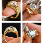 3-carat lab-cut diamond, old-cut 18k gold engagement ring, vintage style