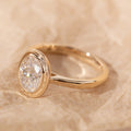 14K 18K Yellow Gold Oval Cut Lab Diamond Thousand Grain Basket Style Solitaire Ring