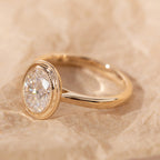 14K 18K Yellow Gold Oval Cut Lab Diamond Thousand Grain Basket Style Solitaire Ring