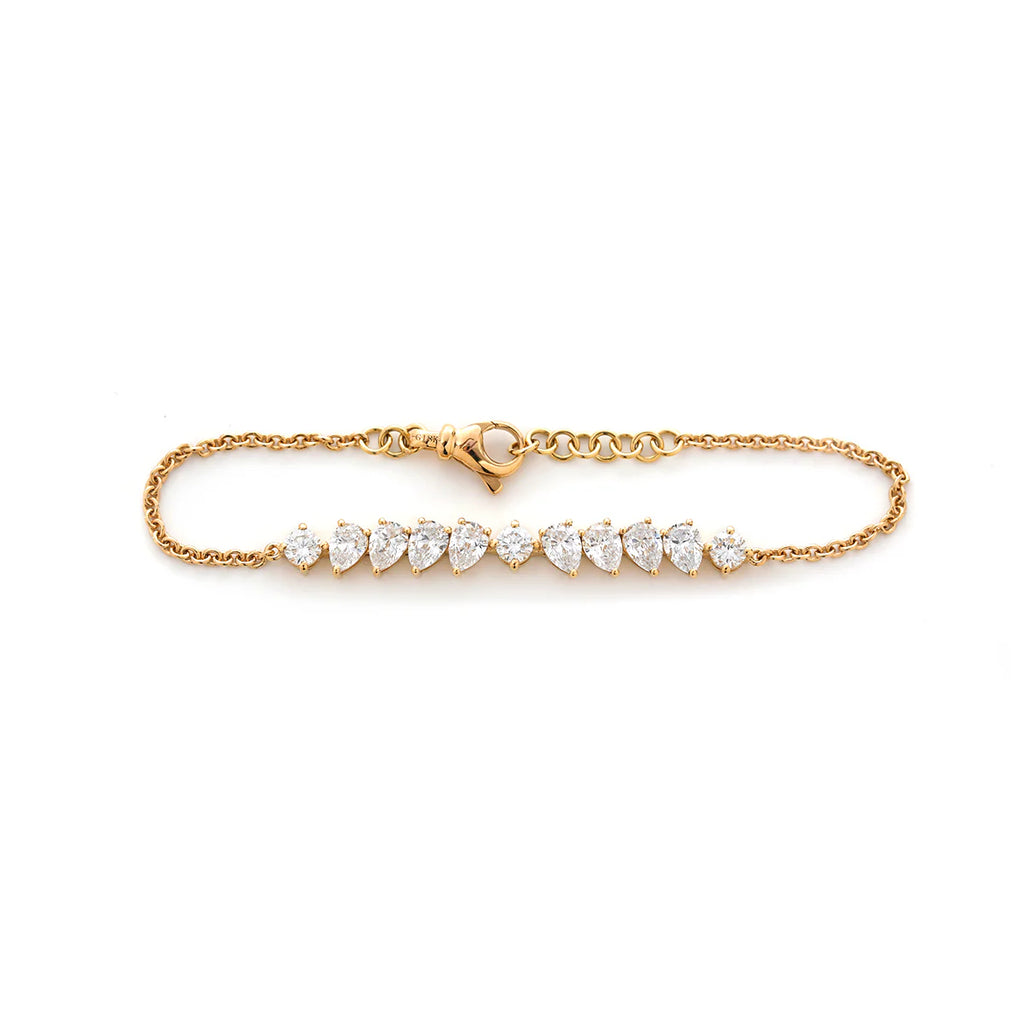 18K Yellow Gold Two-Shape Lab Diamond Bracelet – Round & Pear Cuts
