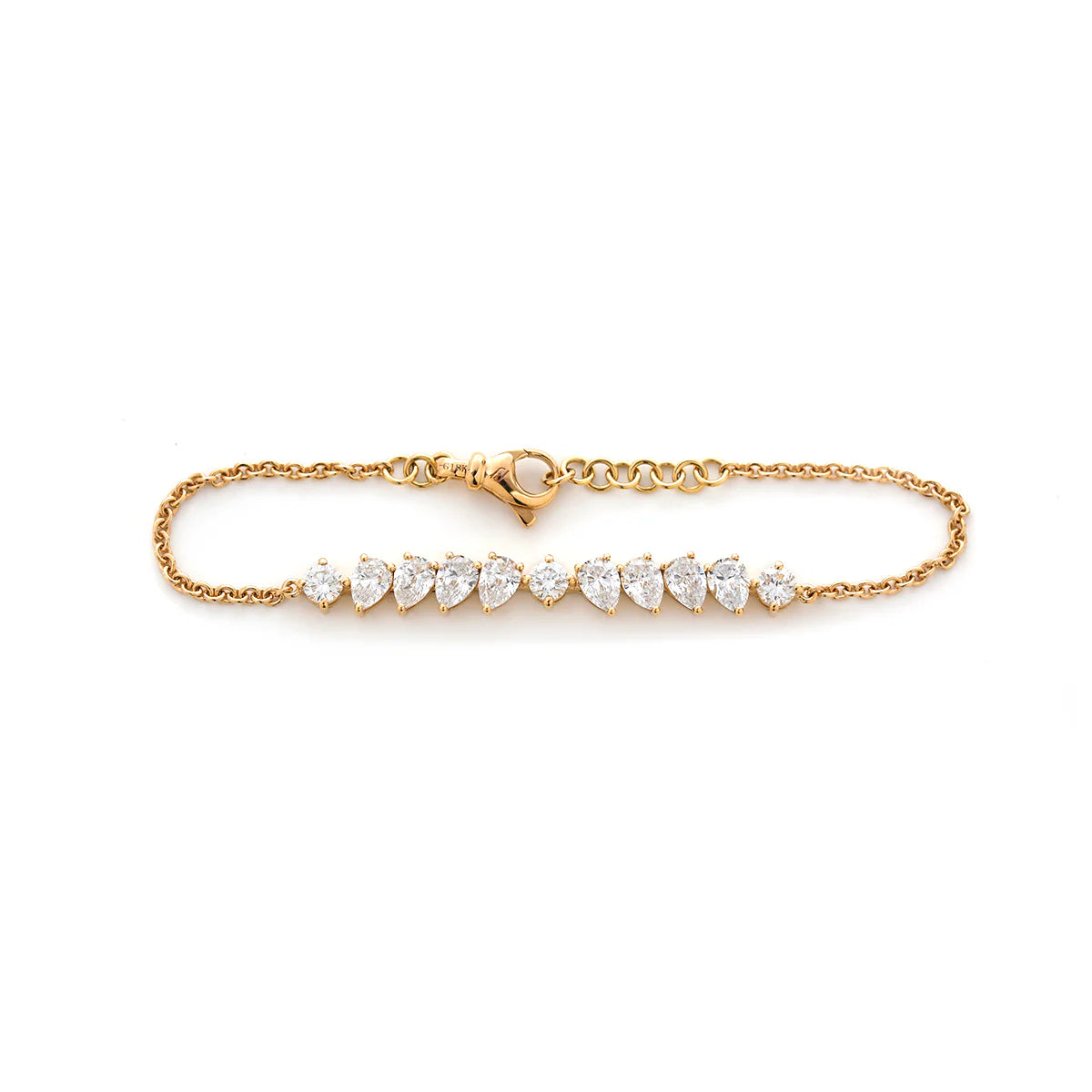 18K Yellow Gold Two-Shape Lab Diamond Bracelet – Round & Pear Cuts