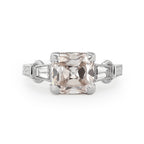 Vintage art style old mine cut 3-carat lab-grown diamond three-stone ring