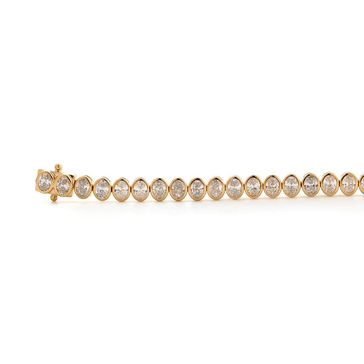 14K18K Yellow Gold Oval Cut Lab Diamond Bezel Tennis Bracelet