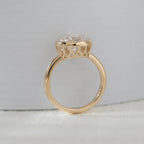 14K Yellow Gold Round Lab Diamond Bezel Crowm Basket Solitaire Ring