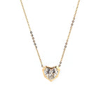 14K Yellow Gold Necklace with 2.5ct Heart Shaped Lab Diamond Pendant in Bezel Setting and Round Cross Chain