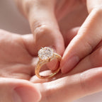 Elongated Old Mine Cut Lab-Grown Diamond Ring in Vintage Style with Crown & Side Stones