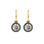 18K Yellow and White Gold with Black Rhodium Plated 2 ct tw Round Cut Diamond Bezel Hoop Earrings