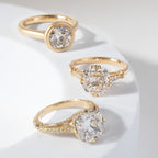 Elongated Old Mine Cut Lab-Grown Diamond Ring in Vintage Style with Crown & Side Stones