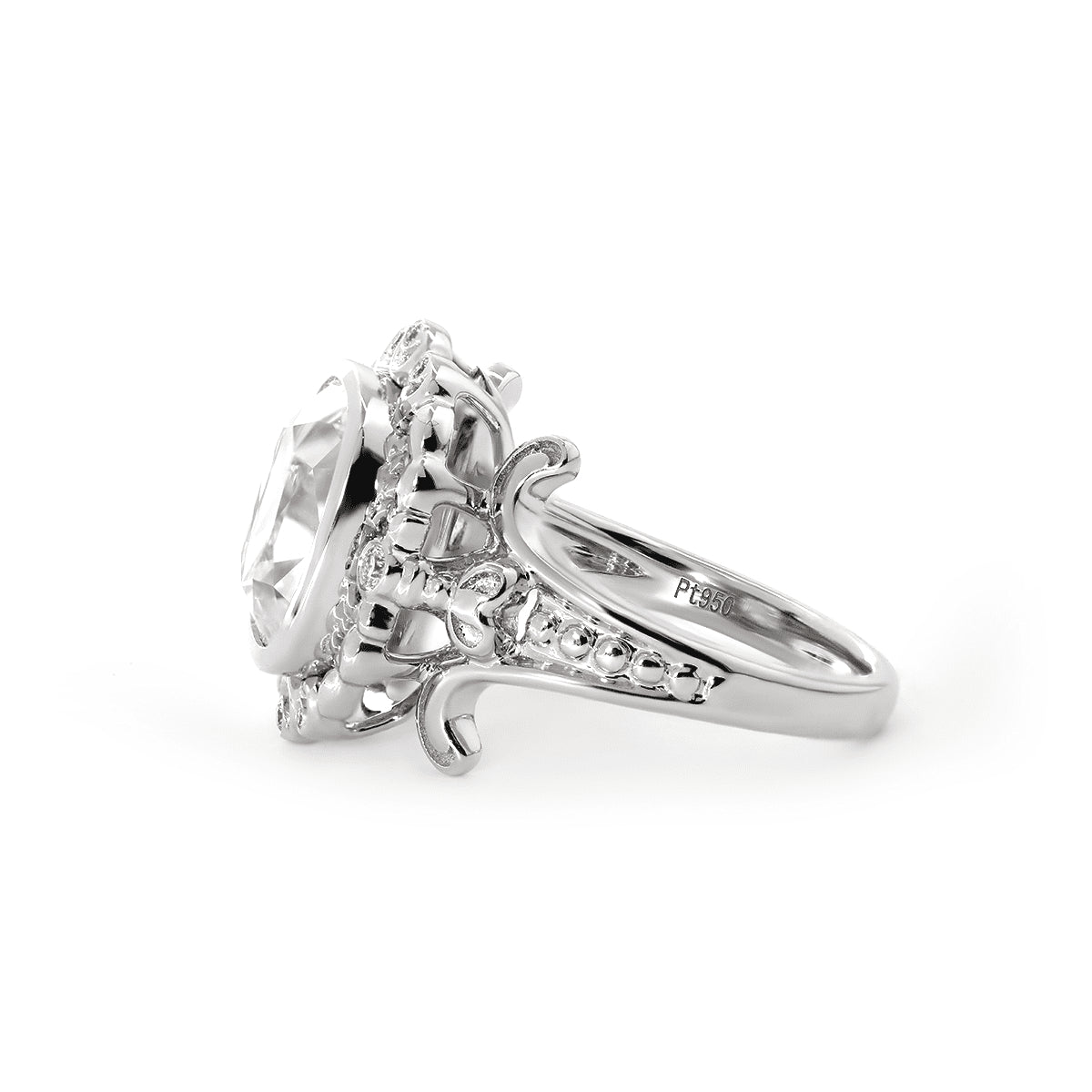 Timeless Antique Style Elongated Old Mine Cut Lab-Grown Diamond Openwork Ring