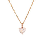 14K Rose Gold 1ct Heart Shaped Pink Lab Diamond Pendant with Corss Chain