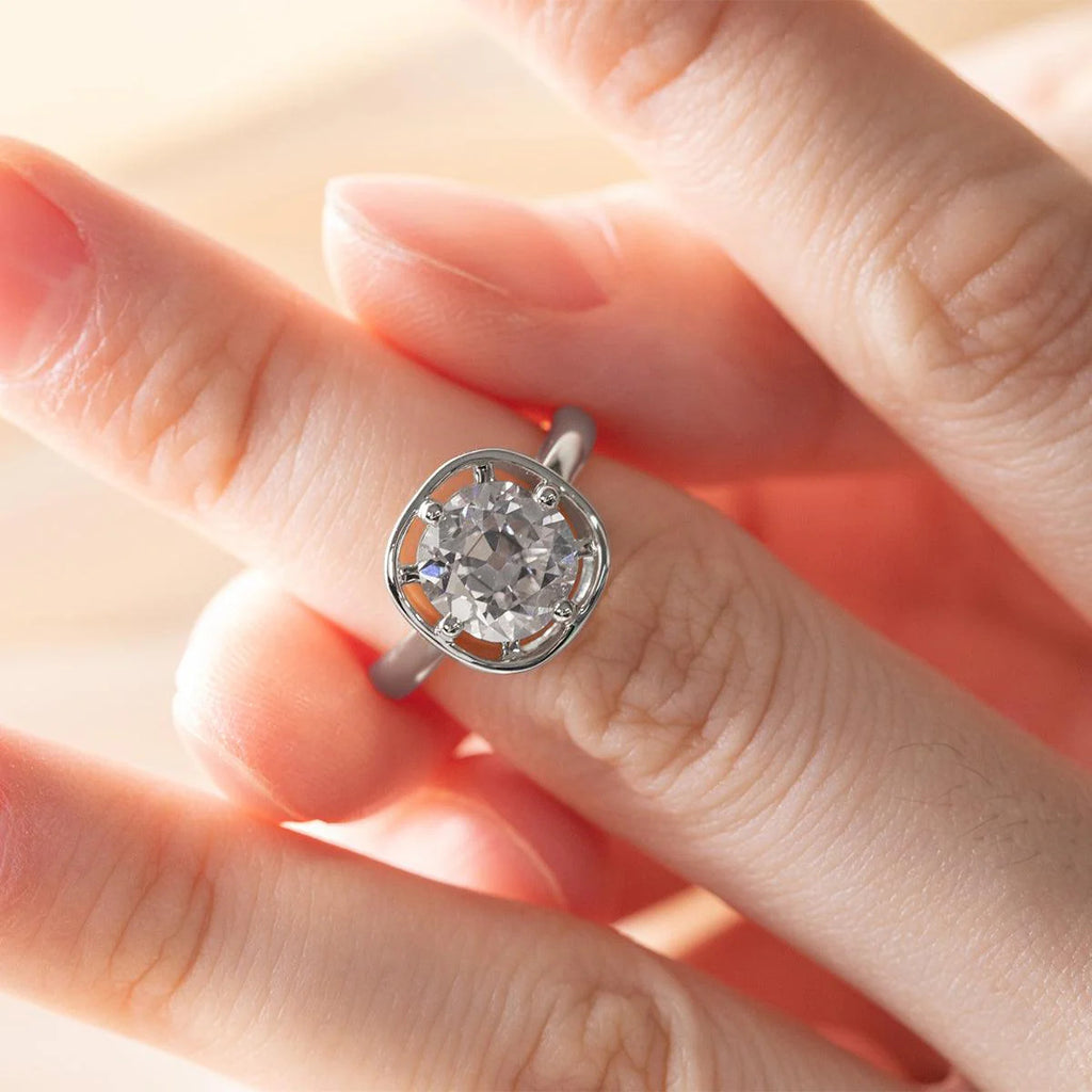 Antique Old Mine-Cut Diamond Vintage Solitaire Ring with Illusion Basket Setting