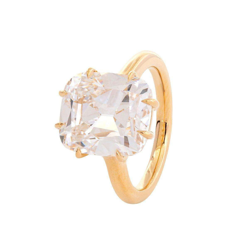 Antique diamond ring cut from old mines, 14k white gold, vintage cushion-cut diamond engagement ring, IGI certified vintage solitaire ring.
