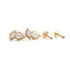 14K Yellow Gold Pear and Marquise Cut Lab Diamond Stud Earrings