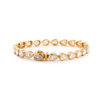 18K Yellow Gold Pear Shape Lab Diamond Bezel Tennis Bracelet
