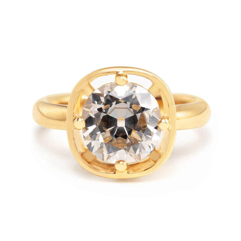 Antique Old Mine-Cut Diamond Vintage Solitaire Ring with Illusion Basket Setting