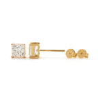 Custom 14k/18k gold princess-cut lab-grown diamond stud earrings
