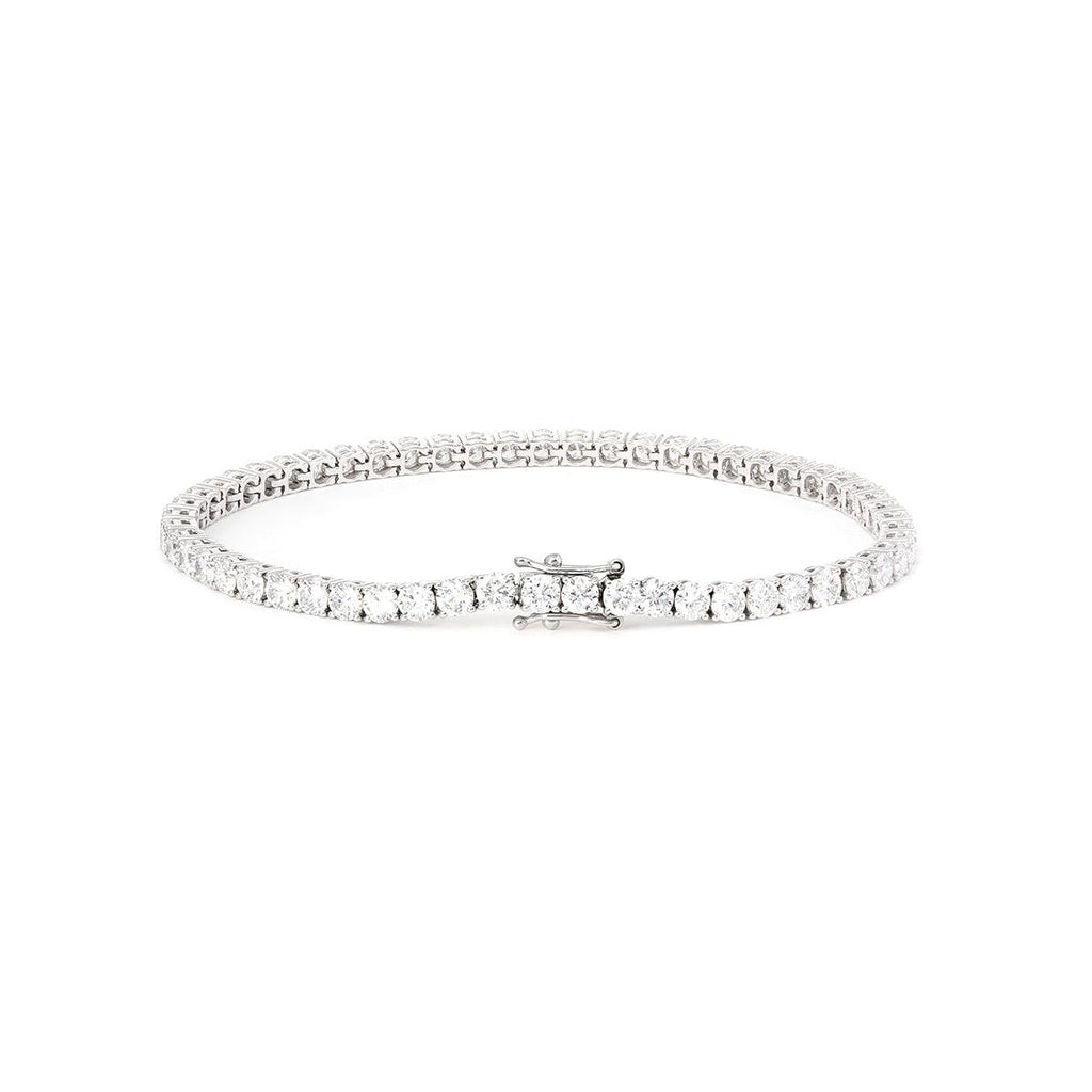 Bestselling 2.5mm lab-grown diamond round-cut tennis bracelet with four-prong setting, perfect for everyday casual wear.