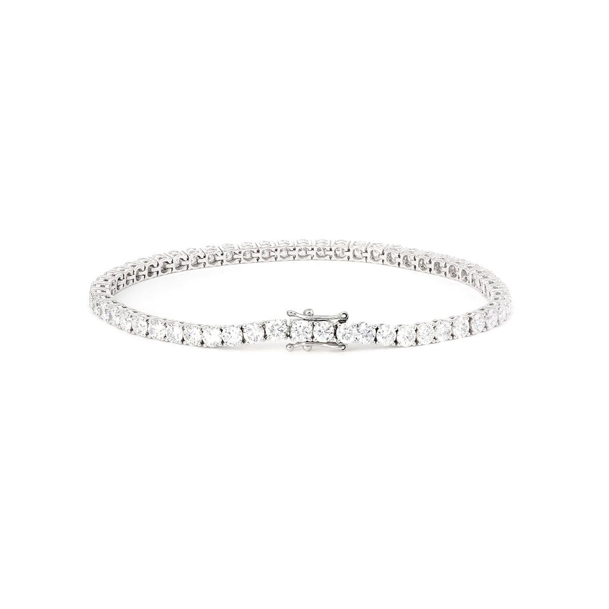 Bestselling 2.5mm lab-grown diamond round-cut tennis bracelet with four-prong setting, perfect for everyday casual wear.