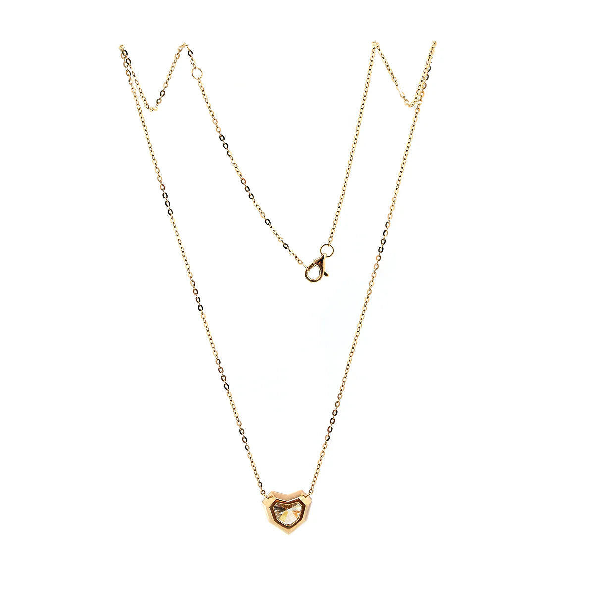 14K Yellow Gold Necklace with 2.5ct Heart Shaped Lab Diamond Pendant in Bezel Setting and Round Cross Chain