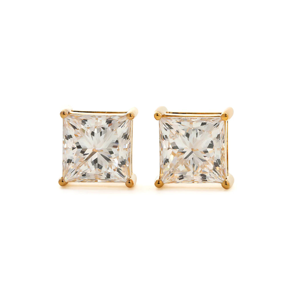 Custom 14k/18k gold princess-cut lab-grown diamond stud earrings