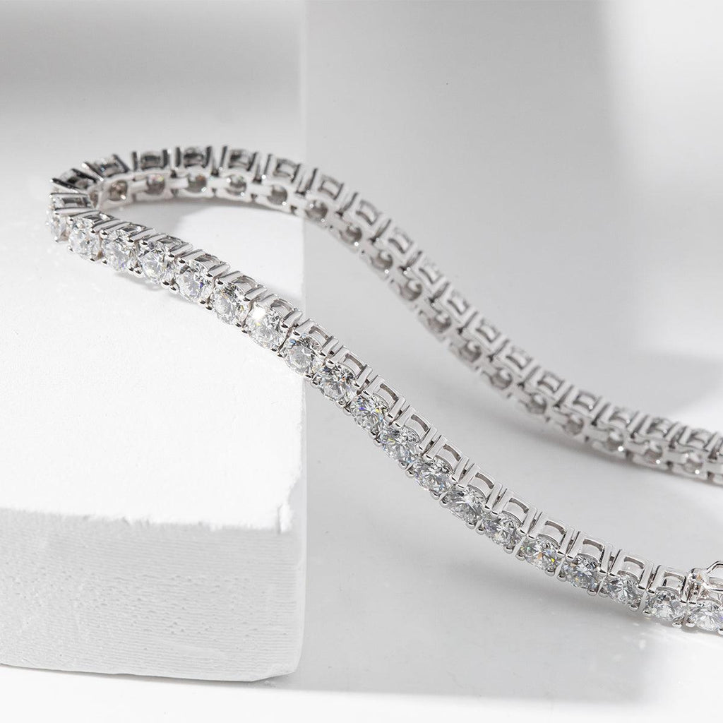 Bestselling 2.5mm lab-grown diamond round-cut tennis bracelet with four-prong setting, perfect for everyday casual wear.