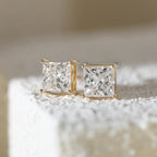 Custom 14k/18k gold princess-cut lab-grown diamond stud earrings